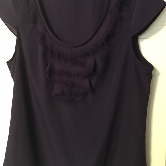 The Limited Womens Top Purple Cap Sleeve Semi Sheer Blouse V Neck Small Pullover - Picture 6 of 8